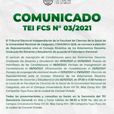 Comunicado TEI FCS Nº 03/2021