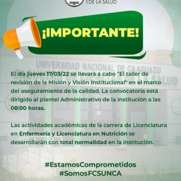 Taller de revisión de la Misión y Visión Institucional