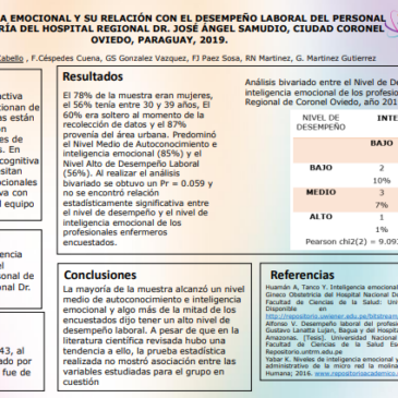 INTELIGENCIA EMOCIONAL Y SU RELACIÓN CON EL DESEMPEÑO LABORAL DEL PERSONAL DE ENFERMERÍA DEL HOSPITAL REGIONAL DR. JOSÉ ÁNGEL SAMUDIO, CIUDAD CORONEL OVIEDO, PARAGUAY, 2019.​
