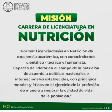 Misión de la Carrera de Licenciatura en Nutrición de la Universidad Nacional de Caaguazú