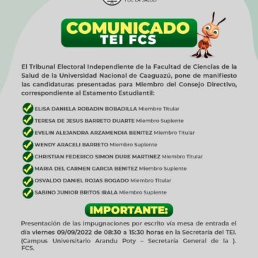 Comunicado TEI FCS UNCA