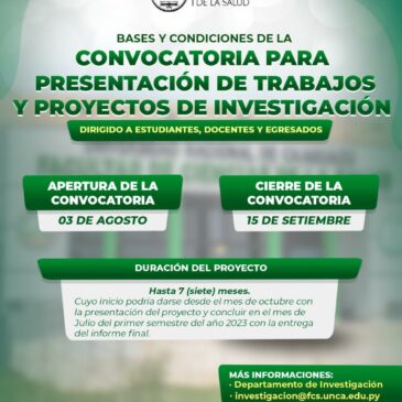 Convocatoria para la presentación de trabajos y proyectos de Investigación