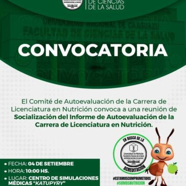 Convocatoria dirigida a Estudiantes de la Carrera de Licenciatura en Nutrición