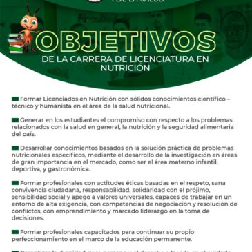 OBJETIVOS DE LA CARRERA DE LICENCIATURA EN NUTRICIÓN