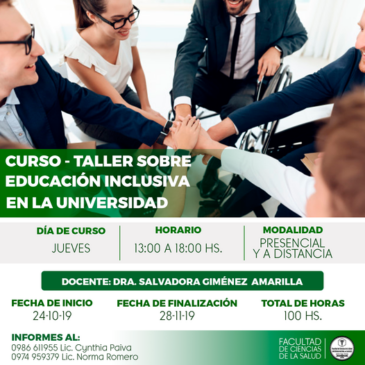 Plan de Capacitación, Curso – Taller sobre Educación Inclusiva en la Universidad