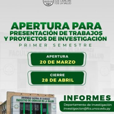 Convocatoria para la Presentación de Trabajos y Proyectos de Investigación – Primer Periodo Académico – Periodo Lectivo 2023