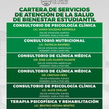 Estos son los servicios de atención a la salud que ofrece el Departamento de Bienestar Estudiantil