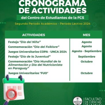 Cronograma de Actividades del Centro de Estudiantes de la FCS