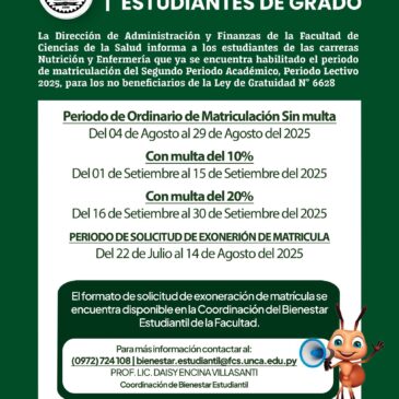 Periodo de matriculación del Segundo Semestre Habilitado
