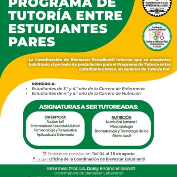 Convocatoria Abierta: Programa de Tutoría entre Estudiantes Pares