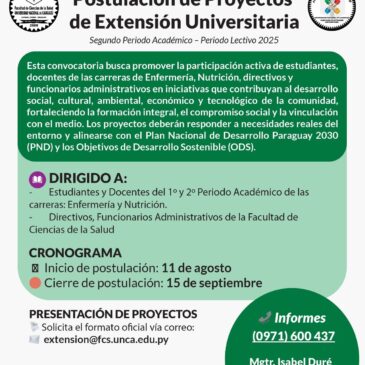 Convocatoria abierta – Postulación de Proyectos de Extensión Universitaria