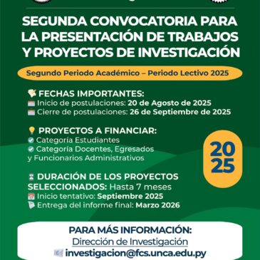 Segunda Convocatoria para la presentación de trabajos y proyectos de investigación
