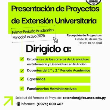 Apertura del Primer Periodo de Ventana de Proyectos de Extensión Universitaria