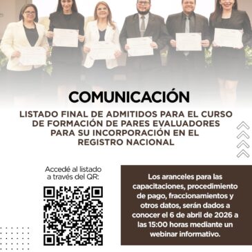 Felicitaciones a los admitidos al proceso de formación de Pares Evaluadores!