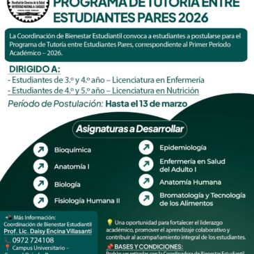 CONVOCATORIA ABIERTA – Programa de Tutoría entre Estudiantes Pares 2026